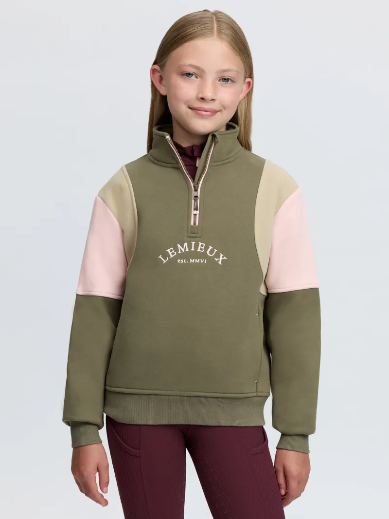 LeMieux Young Rider Viola Quarter Zip Sweat Willow Green-1