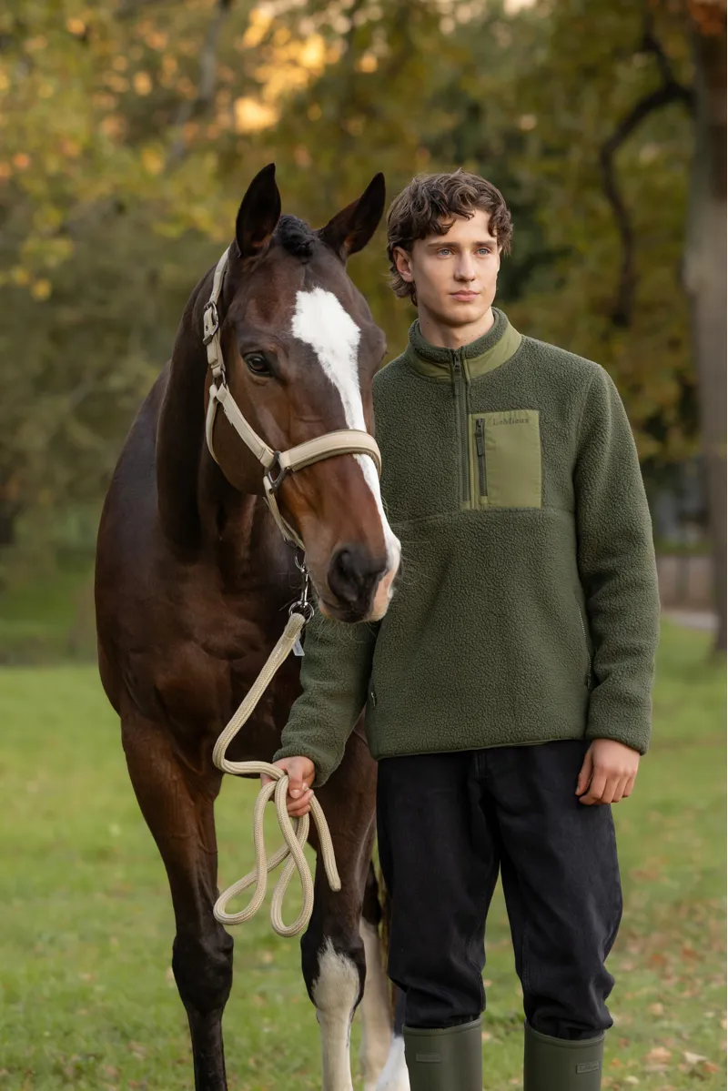 LeMiuex Mens Borg Half Zip Sweat - Olive-3