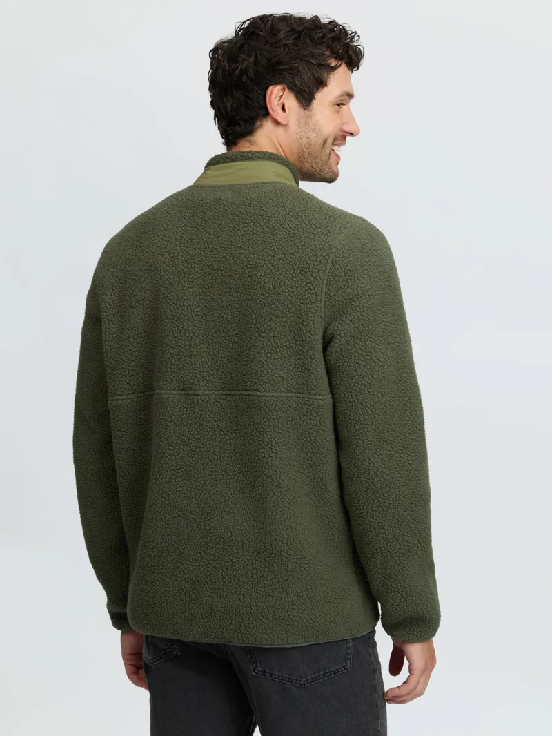 LeMiuex Mens Borg Half Zip Sweat - Olive-1