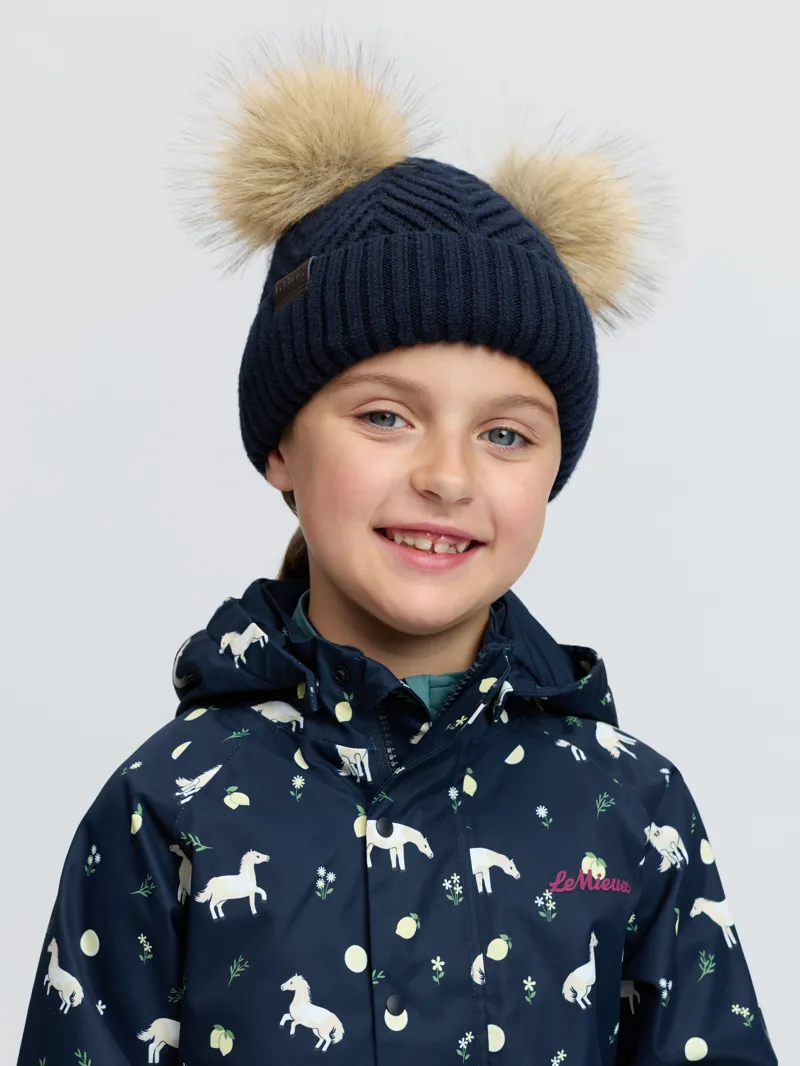 LeMieux Mini Double Pom Beanie - Navy