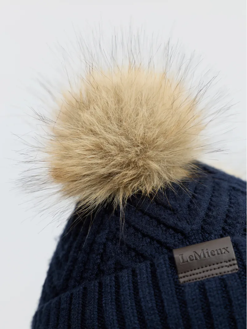 LeMieux Mini Double Pom Beanie - Navy-1