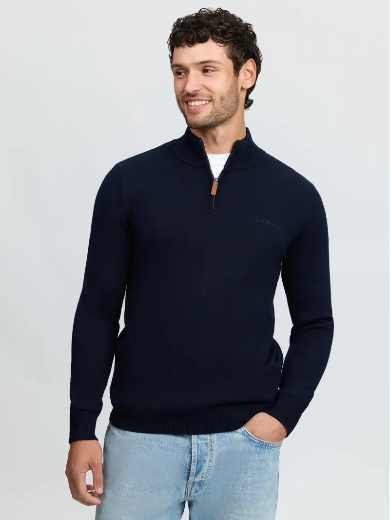 LeMieux Mens Quarter Zip Knit - Navy-1