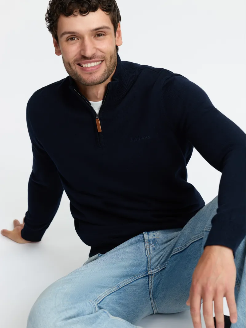 LeMieux Mens Quarter Zip Knit - Navy-3
