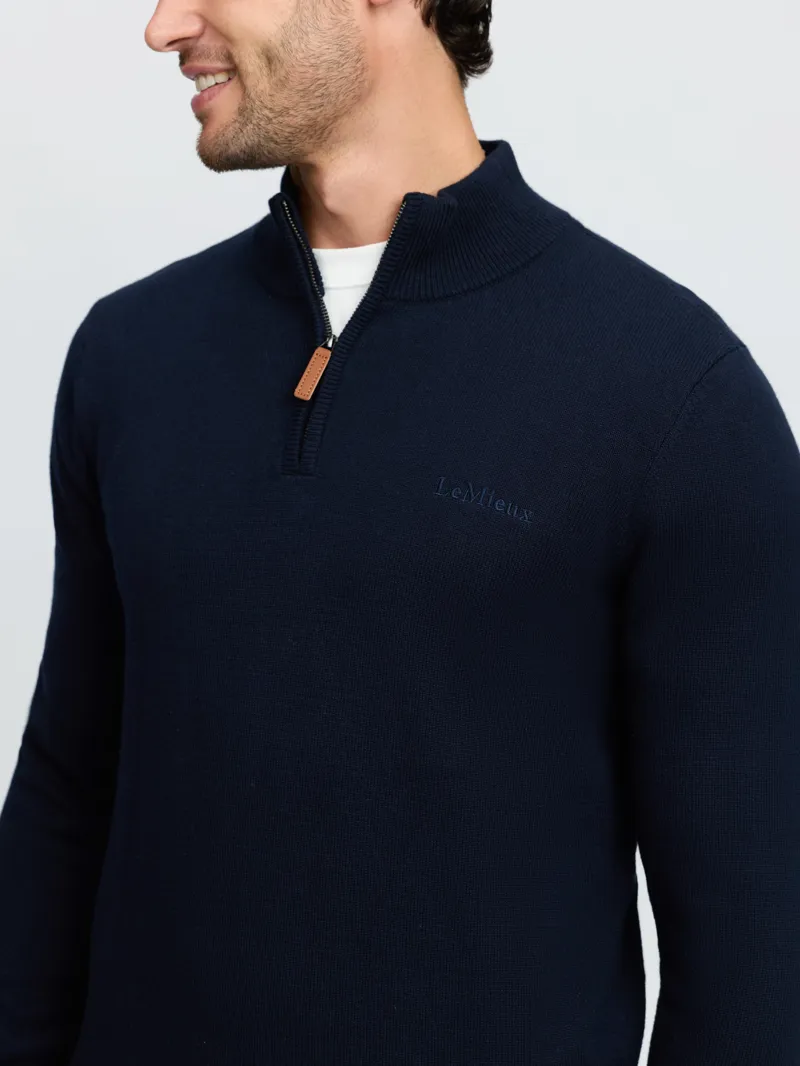 LeMieux Mens Quarter Zip Knit - Navy-4