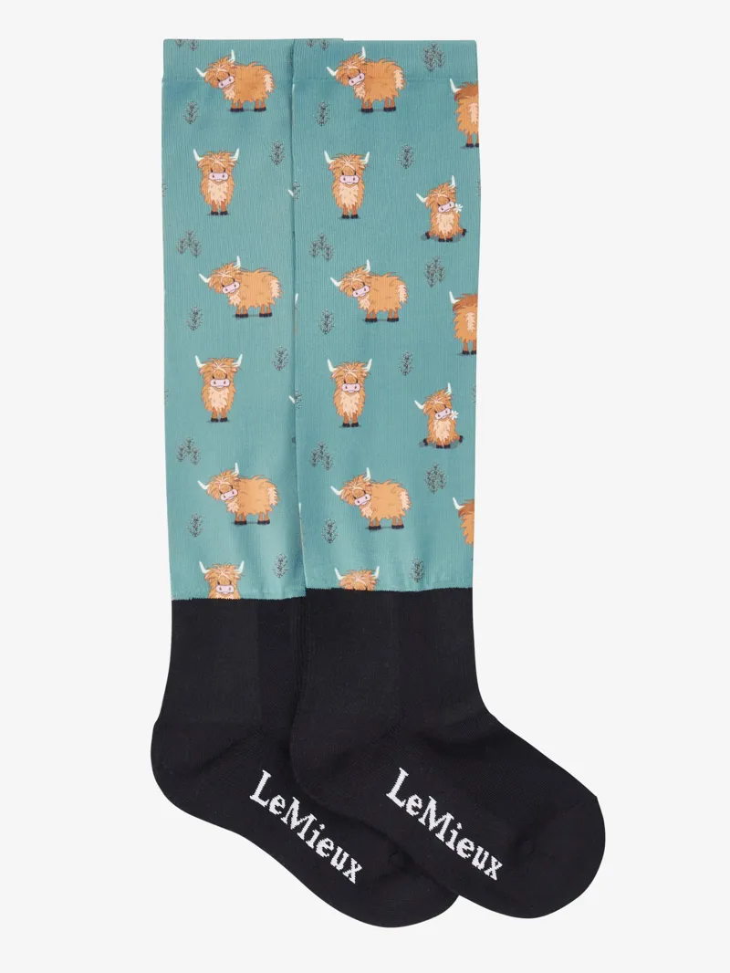 LeMieux Footsie Socks Highland - Cow/Aloe-1