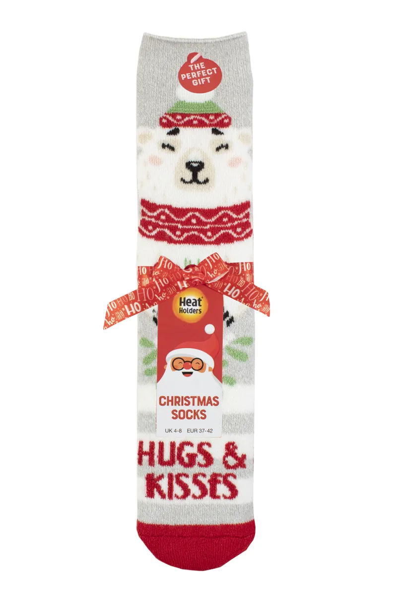 Heat Holders - Ladies Xmas Socks - Hugs and Kisses-3