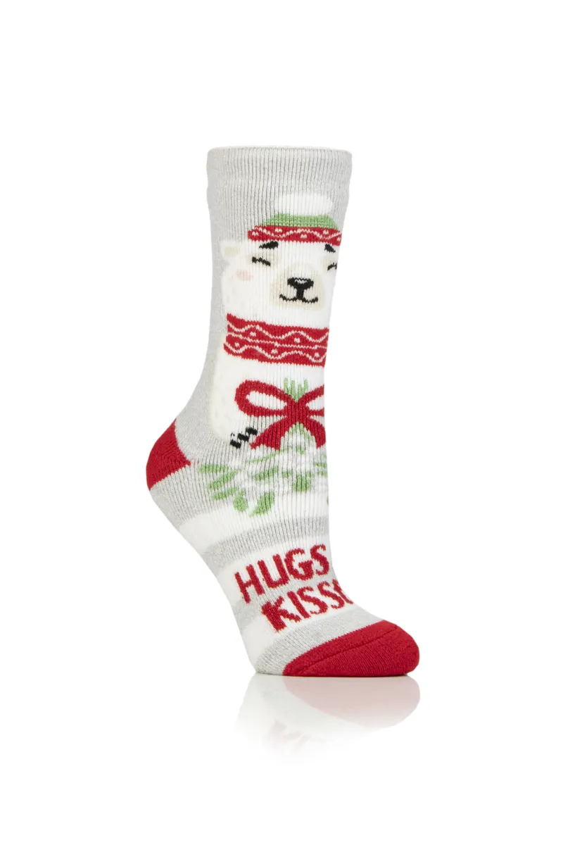 Heat Holders - Ladies Xmas Socks - Hugs and Kisses-2