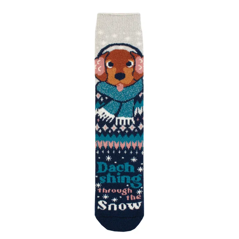 Heat Holders Ladies Lite Christmas Socks - Dachshing Through The Snow-2