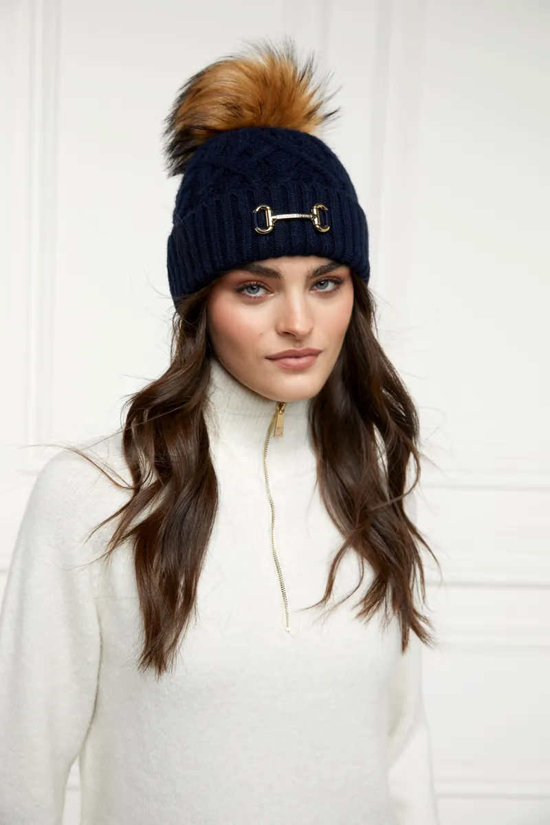 Holland Cooper Horsebit Bobble Hat - Ink Navy