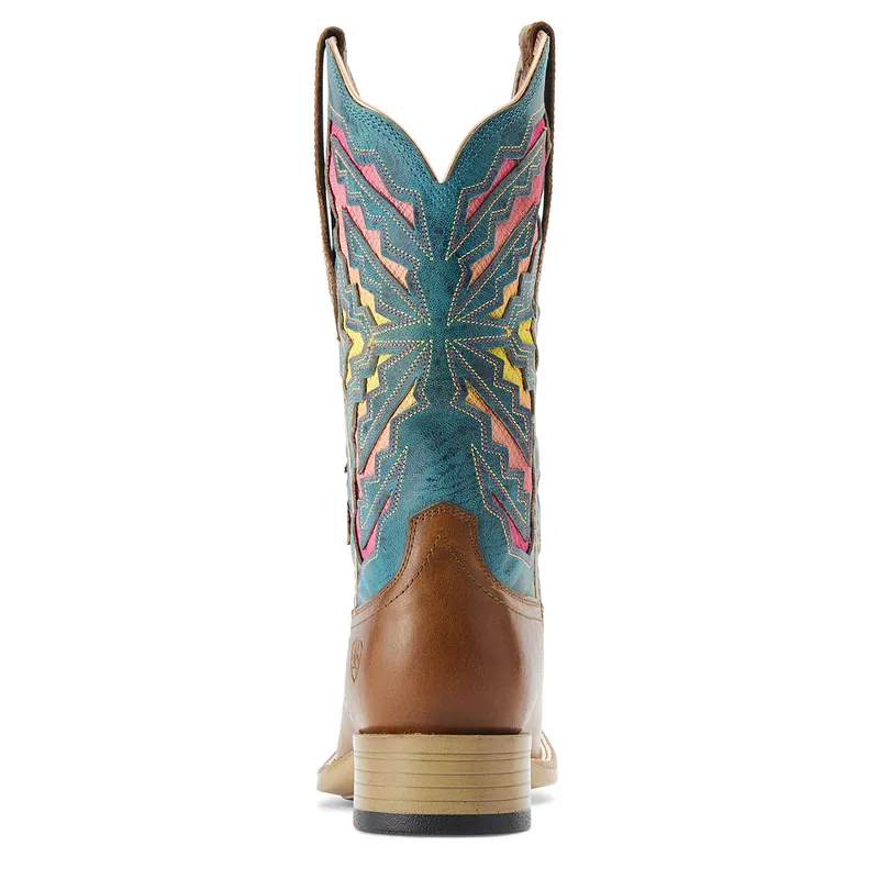 Ariat Womens Laney Venttek 360 Western Boot- Toffee/Teal Blue-1