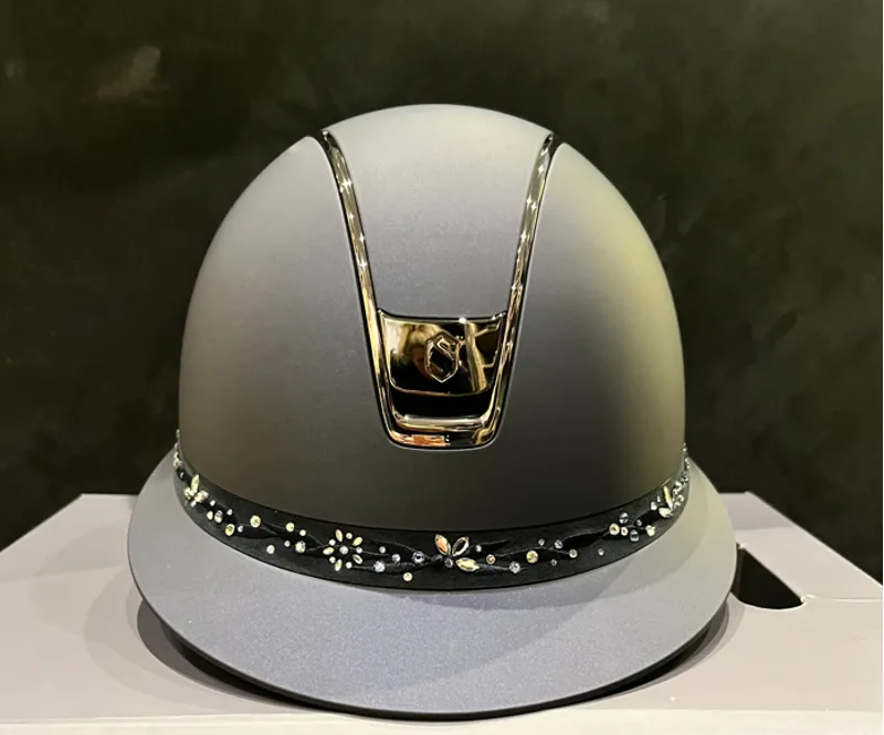 Misshield 2.0 Shadowmatt Blue - Black Chrome Trim and Blue Flower Swarovski Jewellery Frontal Band