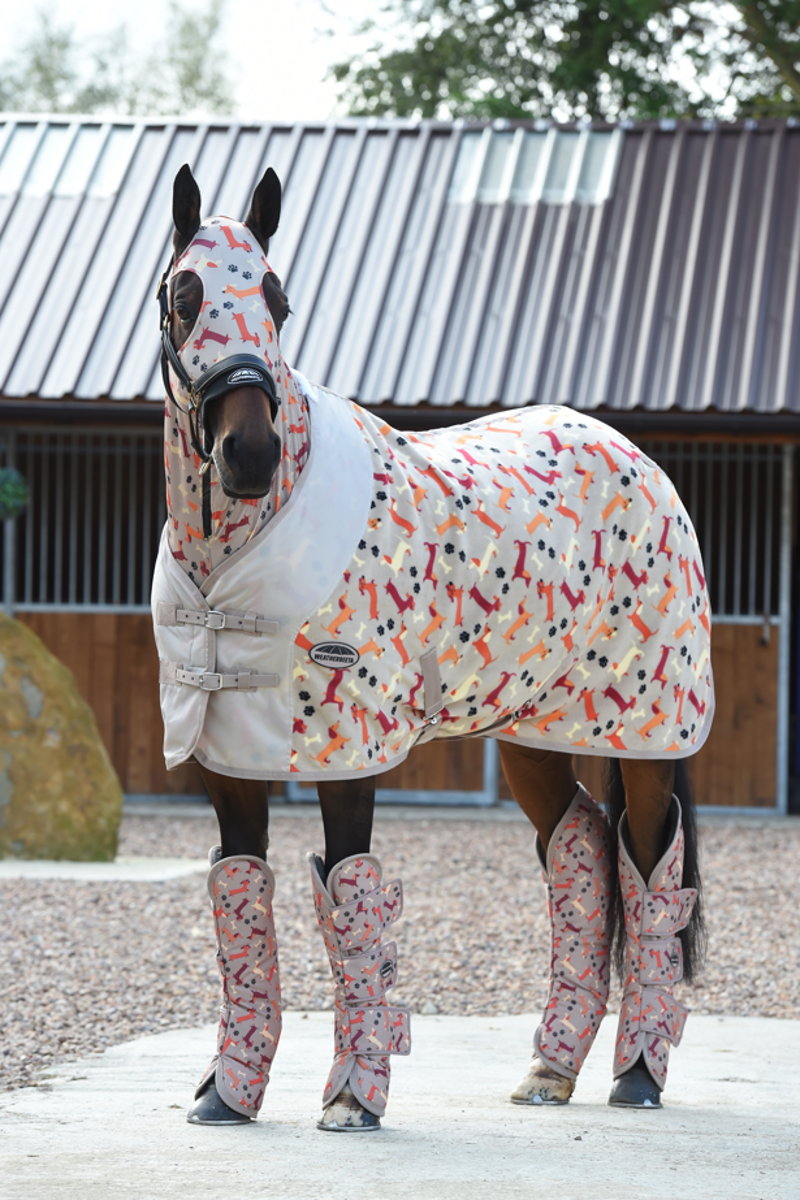 Weatherbeeta Printed Stretch Hood with Zip - Dachshund Print-1