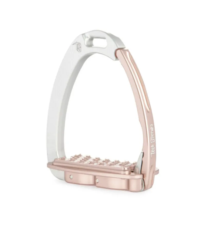 Tech Venice Sloped Evo Adults Safety Stirrups - Silver/Rose Gold