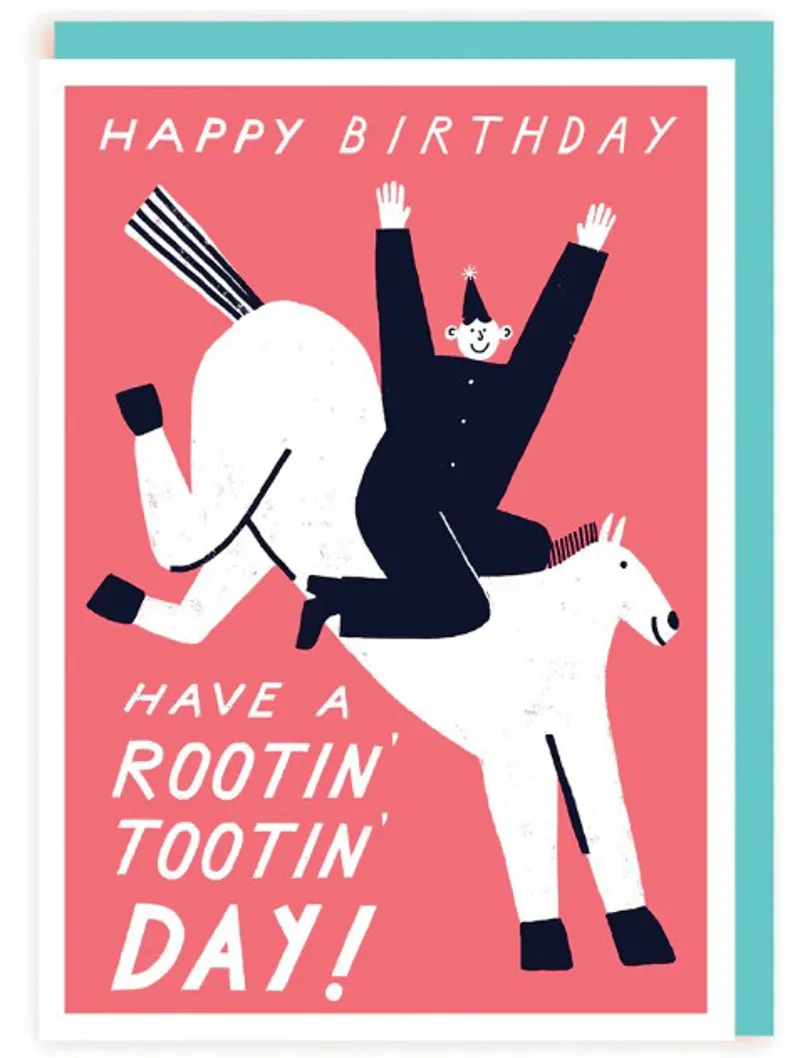 Rootin' Tootin' Horse Birthday Greeting Card