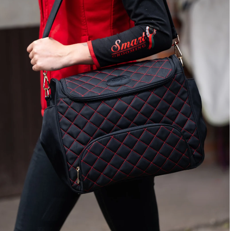 Smart Grooming Burghley Quilted Show and Stable Bag - Black with Red Stitching-5