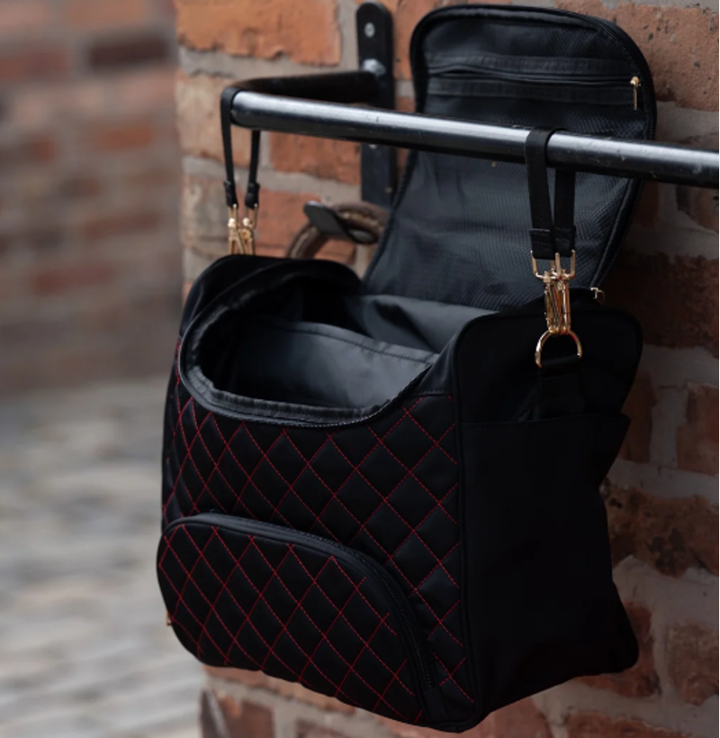 Smart Grooming Burghley Quilted Show and Stable Bag - Black with Red Stitching-6