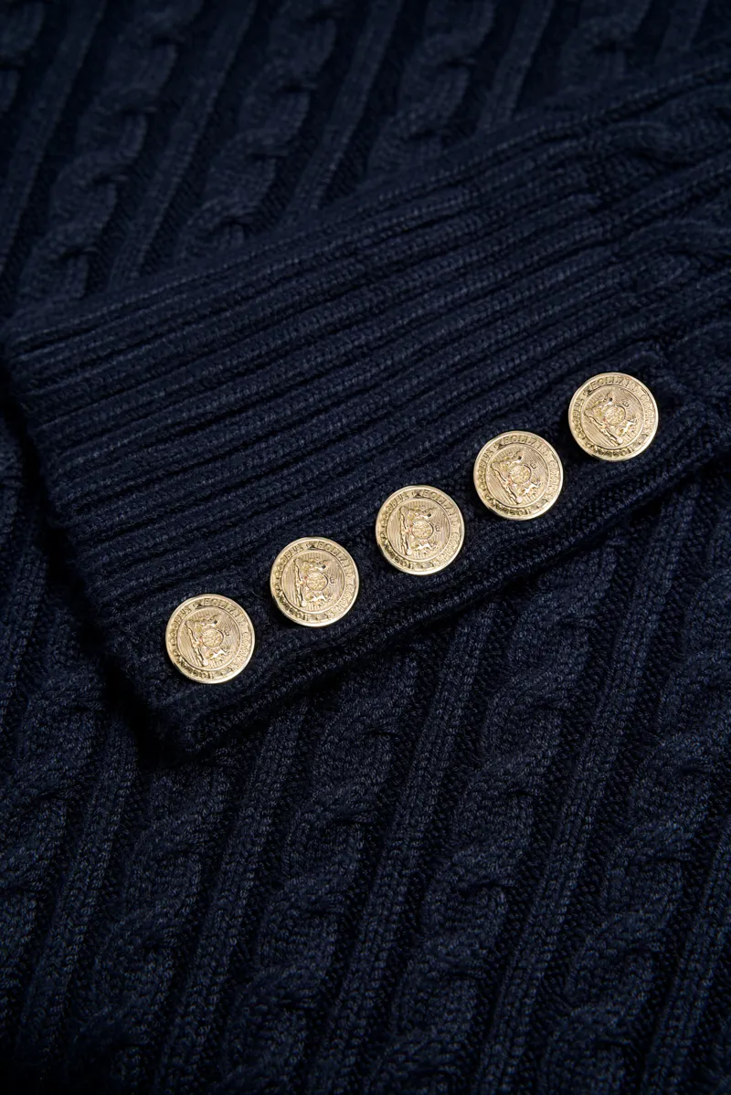 Holland Cooper Seattle Roll Neck Cable Knit - Ink Navy-3