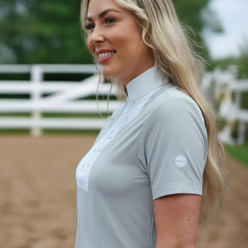Equetech Virginia Competition Shirt - Moonlight Grey / White-6