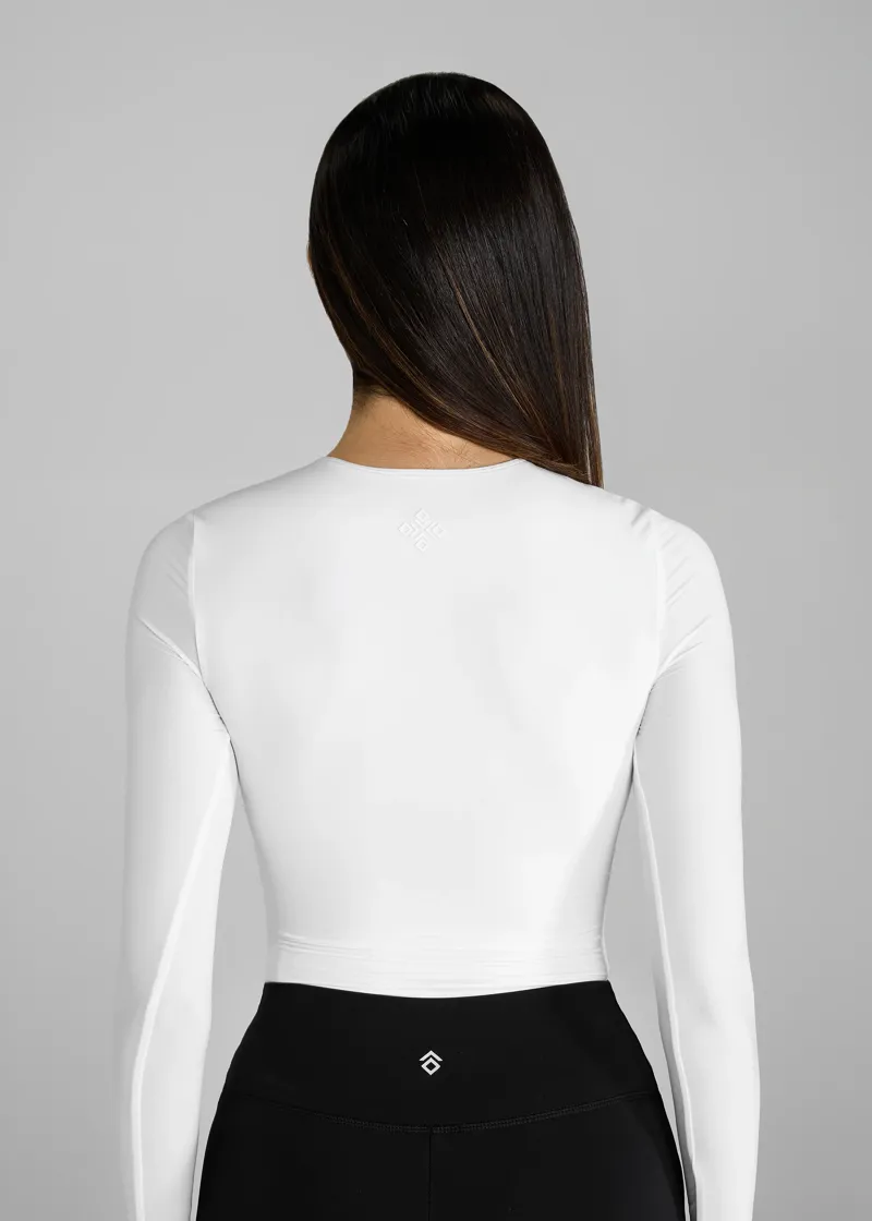 Aztec Diamond Premium Long Sleeve Sculpt Top - White-4