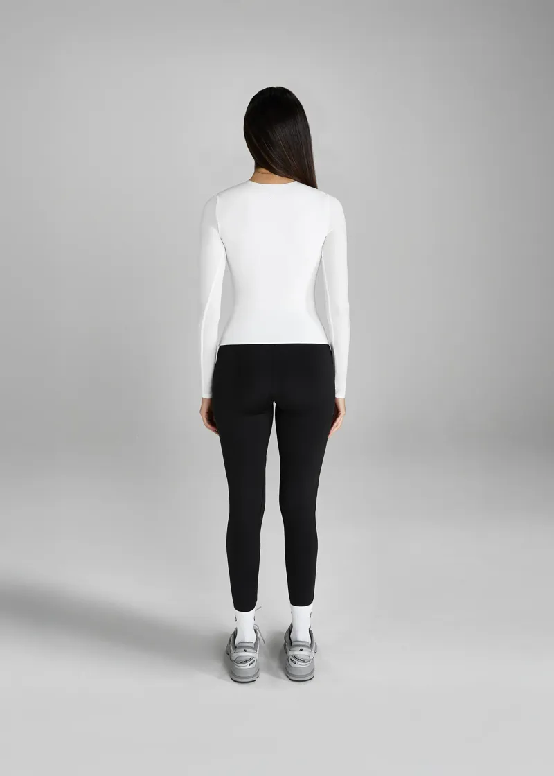 Aztec Diamond Premium Long Sleeve Sculpt Top - White-6