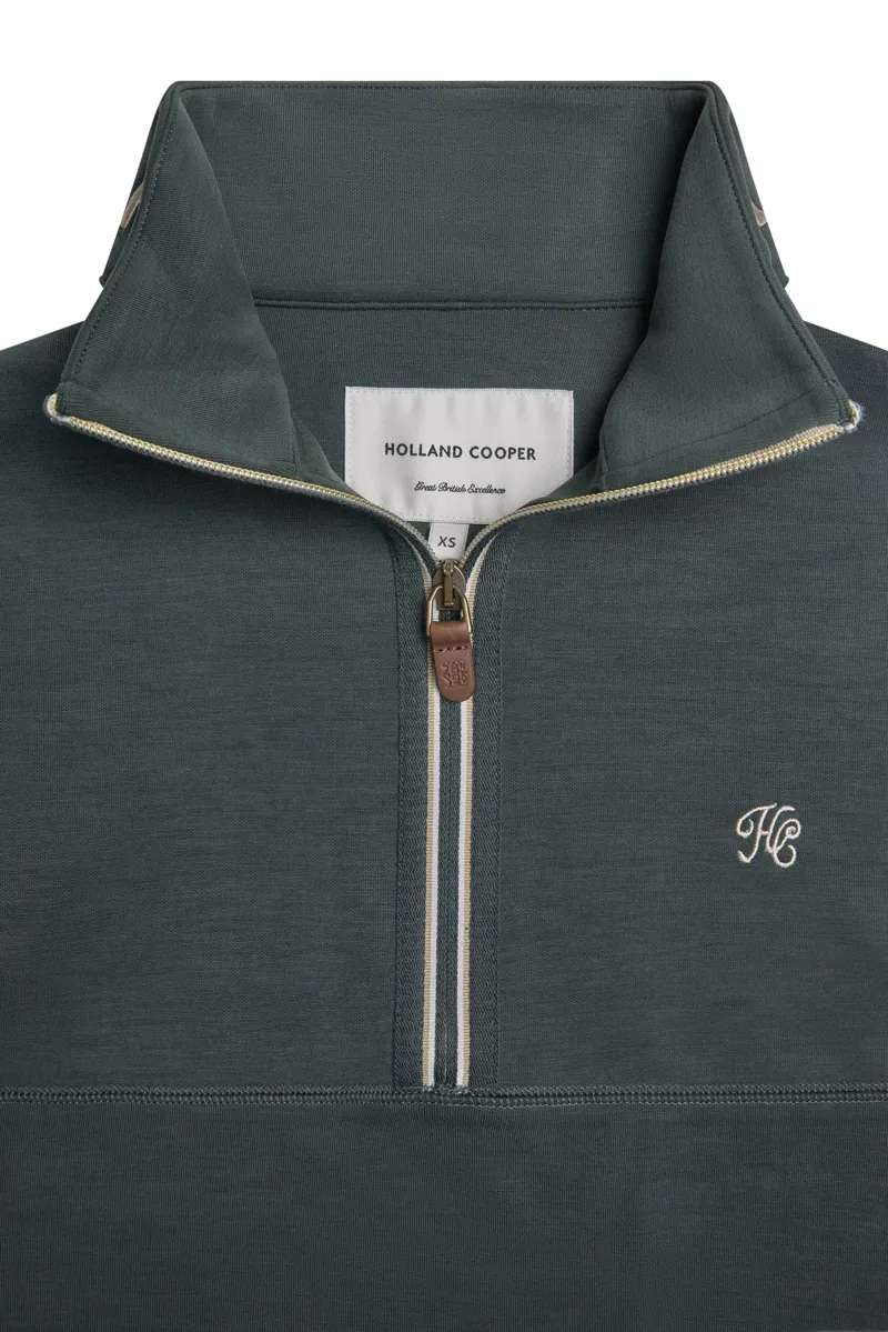 Holland Cooper Winsor Quarter Zip Sweat - Ivy Green-1