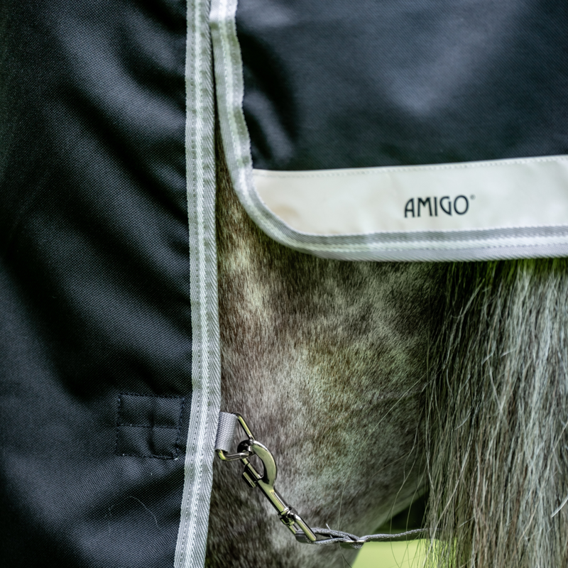 Amigo 1200D Plus Turnout Rug 50g - Black/Titanium Grey/Silver-6