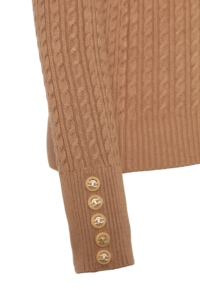 Holland Cooper Zoe Knit - Dark Camel Marl-4