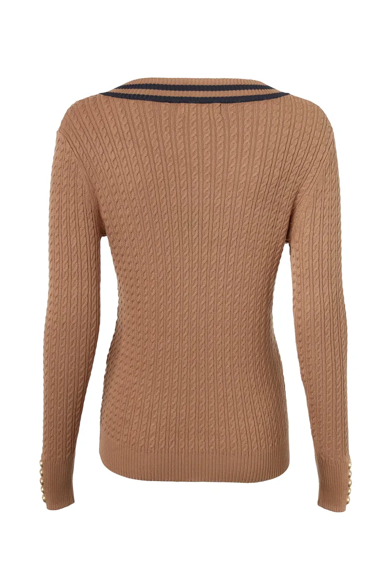 Holland Cooper Zoe Knit - Dark Camel Marl-6