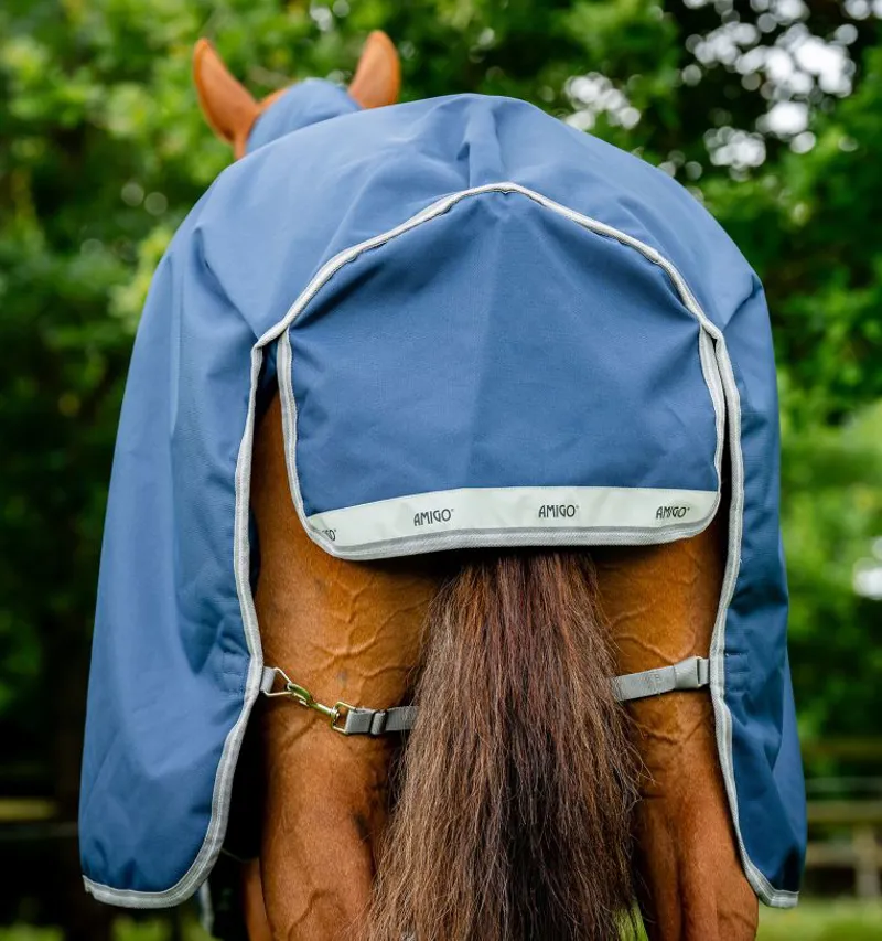 Amigo 1200D Plus Turnout Rug 0g - Navy/Titanium Grey/Silver-3