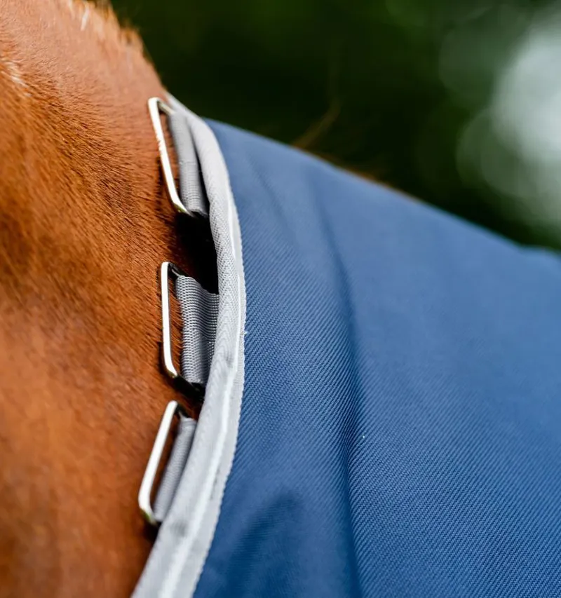 Amigo Bravo 12 Plus Heavy 400g Turnout Rug - Navy/Titanium Grey and Silver-2