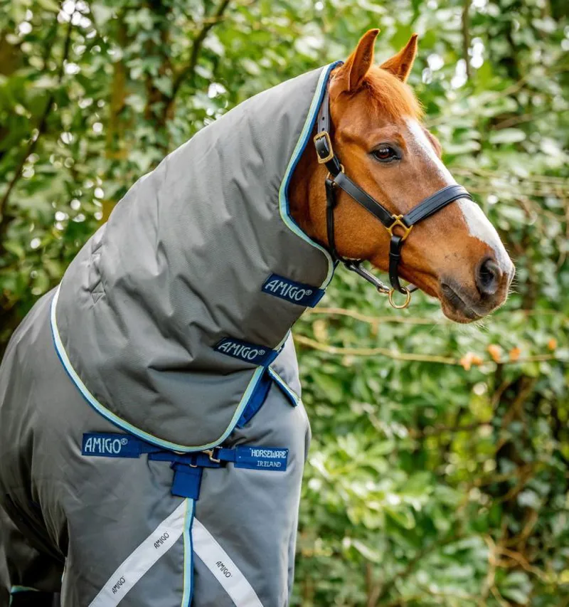 Amigo Bravo 12 Plus Heavy Turnout Rug - 400g Shadow/ Navy /Blue Haze-5