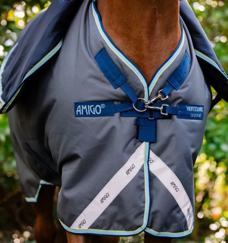 Amigo Bravo 12 Plus Heavy Turnout Rug - 400g Shadow/ Navy /Blue Haze-4