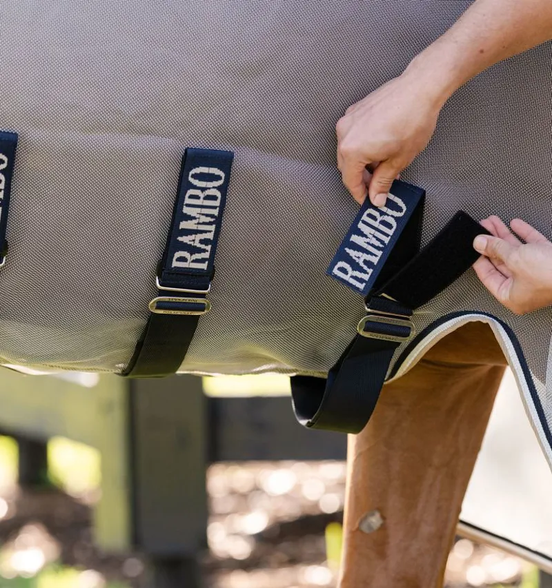 Rambo Protector Fieldsafe Plus Fly Rug - Silver/ Navy/ White/ Beige-4