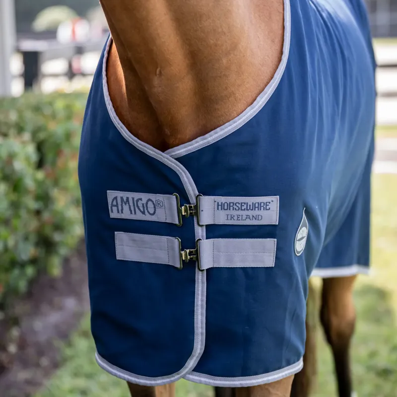 Amigo Stable Sheet - Navy/Titanium Grey and Silver-2