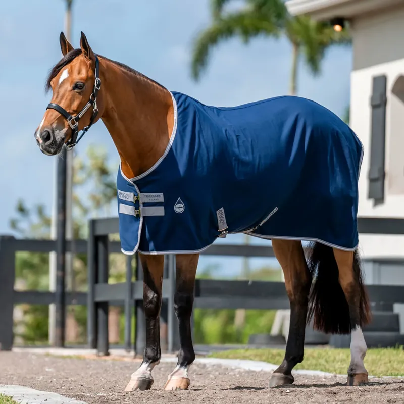 Amigo Stable Sheet - Navy/Titanium Grey and Silver