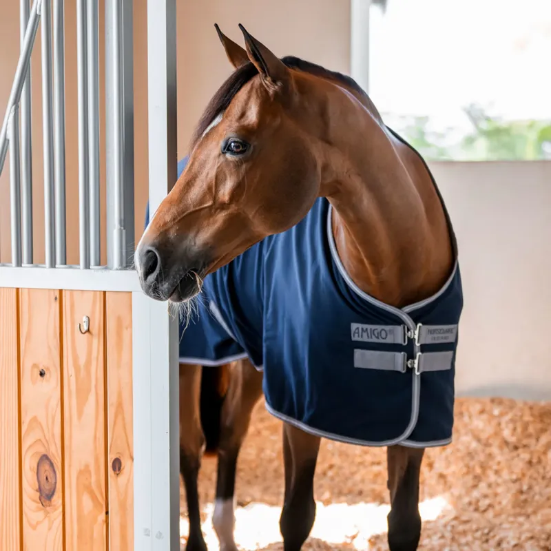 Amigo Stable Sheet - Navy/Titanium Grey and Silver-1