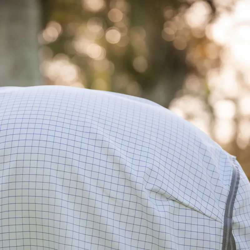 Amigo Summer Sheet Plus Fly Turnout Rug - Navy Check/Titanium Grey/ Silver-3