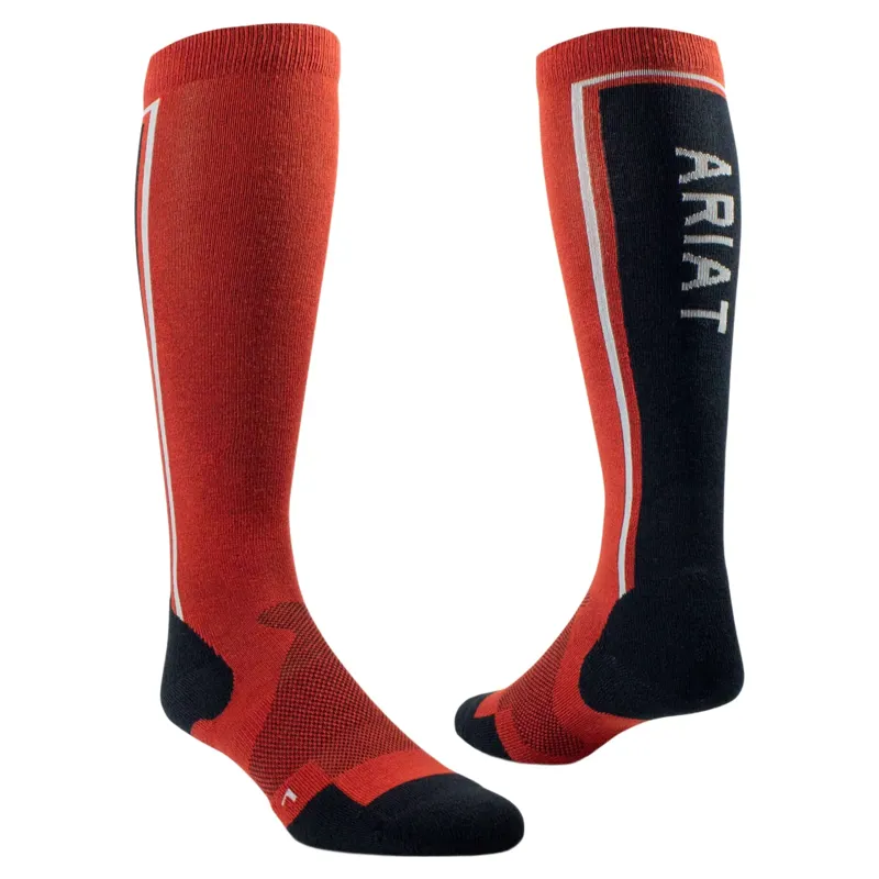 Ariat TEK Winter Slimline Sock - Navy/Red