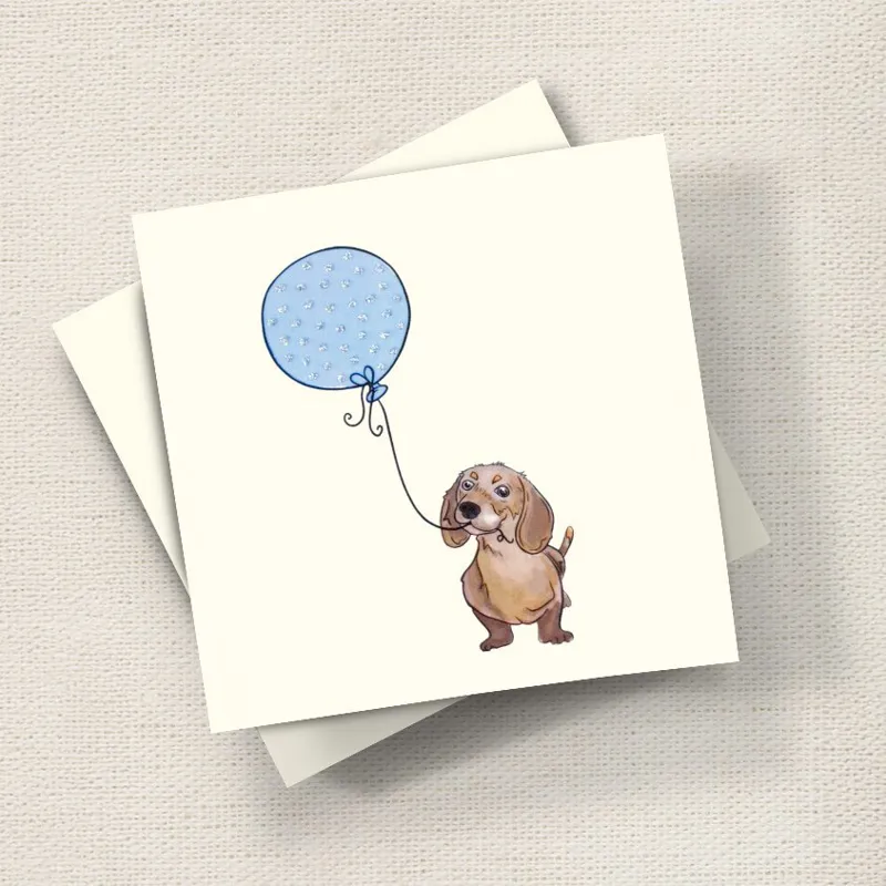 English Graphics 'Balloon Pup' Card - Blue