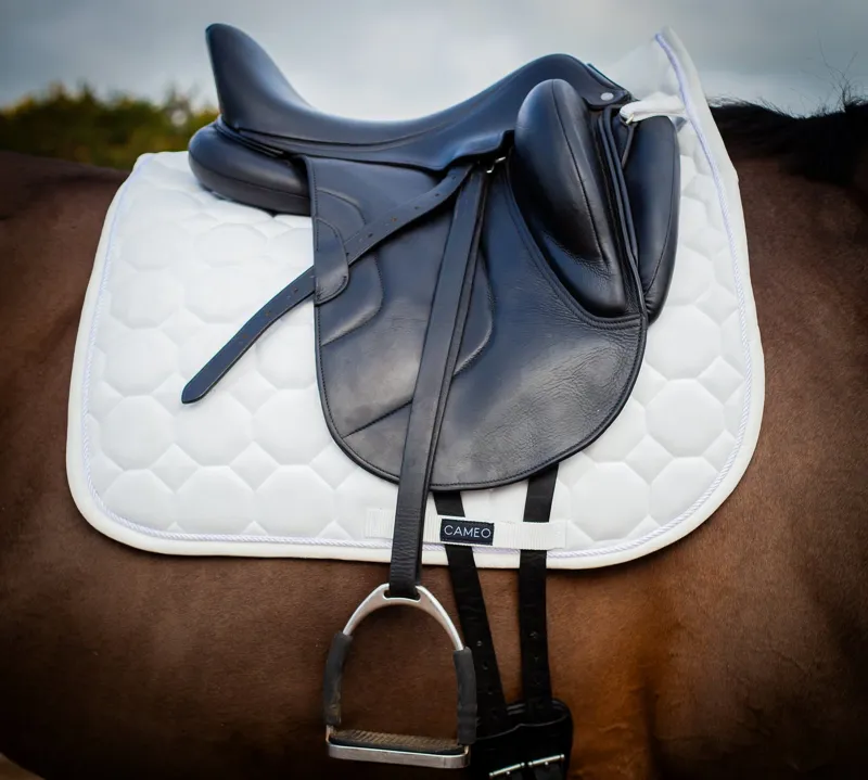 Cameo Suede Dressage Saddlecloth Large in White-1