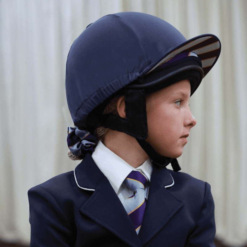 Equetech Official Junior Pony Club 2-In-1 Junior Lycra Hat Silk - Navy-5