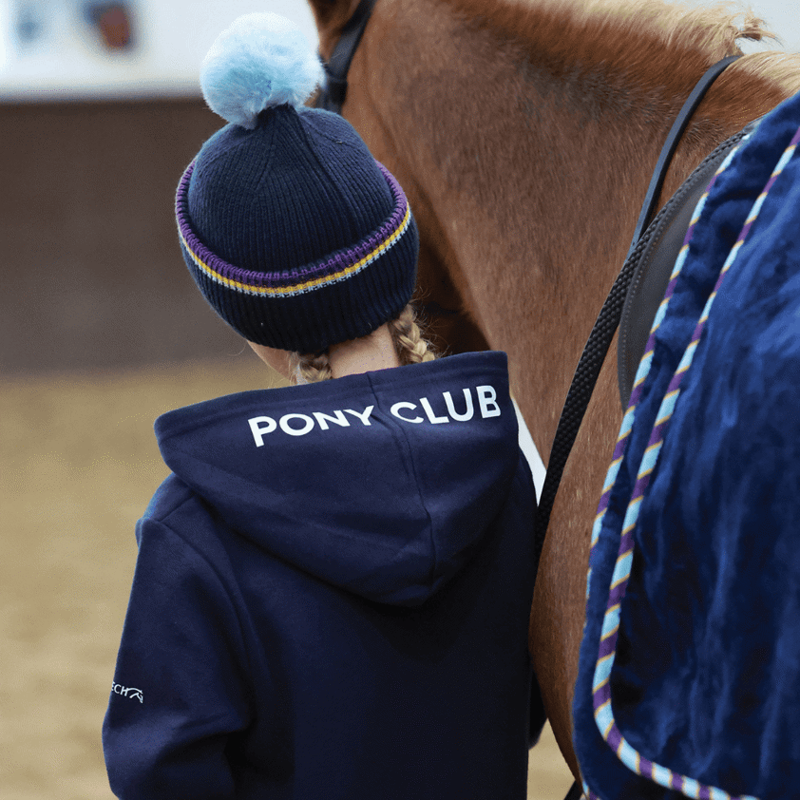 Equetech Official Junior Pony Club Recycled Knit Pom Hat - Navy-3
