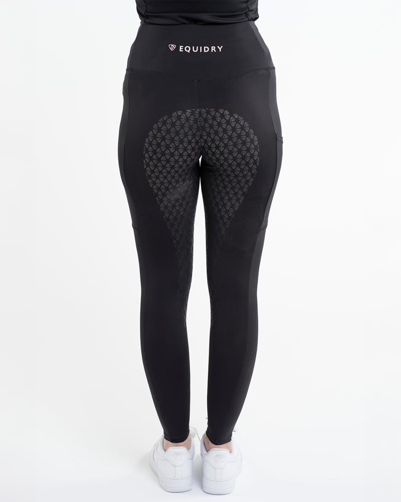 Equidry Water Repellent Leggings Full Seat Women's - Black with White Logo-6