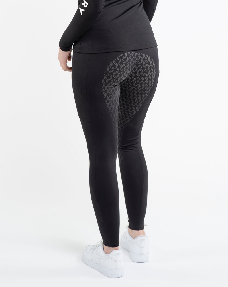 Equidry Water Repellent Leggings Full Seat Women's - Black with White Logo-7