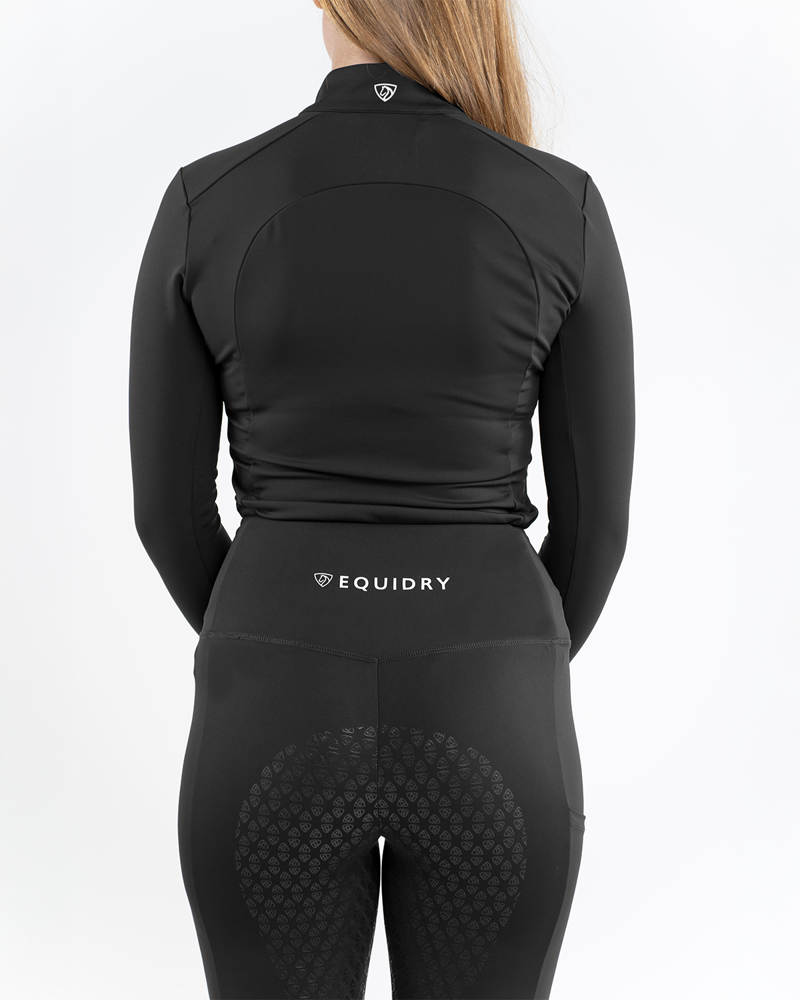 Equidry Water Repellent Leggings Full Seat Women's - Black with White Logo-8