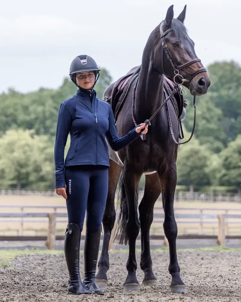 Equidry Water Repellent Leggings Full Seat Women's - Navy/White-1