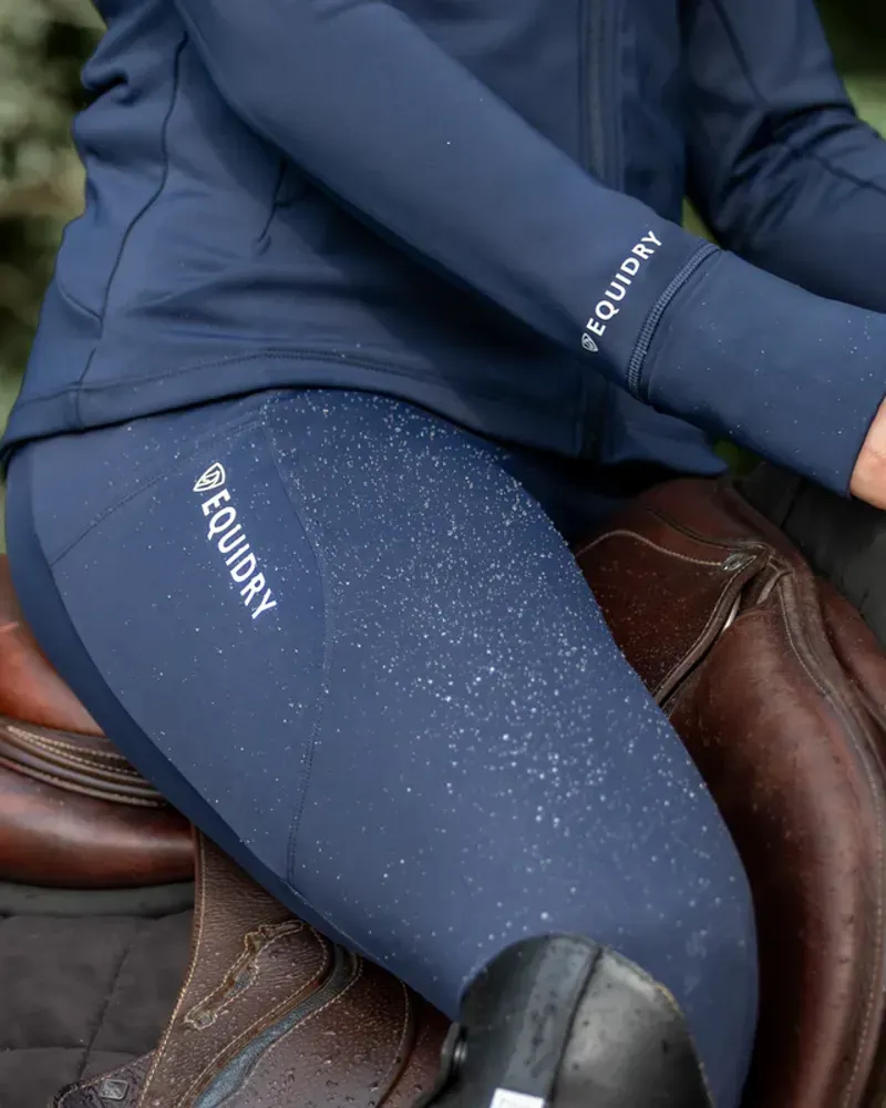 Equidry Water Repellent Leggings Full Seat Women's - Navy/White-4
