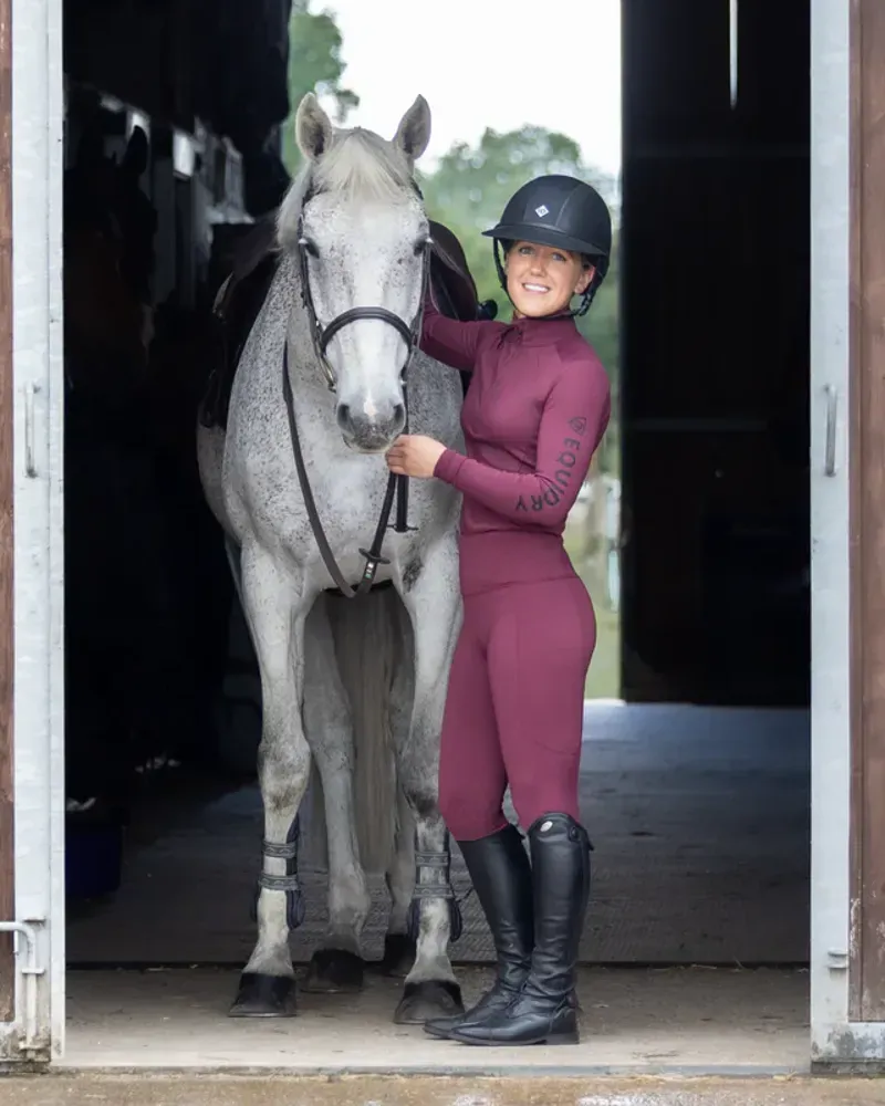 Equidry Water Repellent Leggings Full Seat Women's - Plum/Black-5