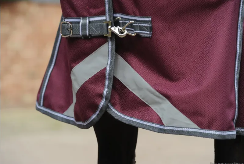 WeatherBeeta Comfitec Plus Dynamic II Detach-a-Neck Med/Lite Turnout Rug - Maroon/Grey/White- 100g-2