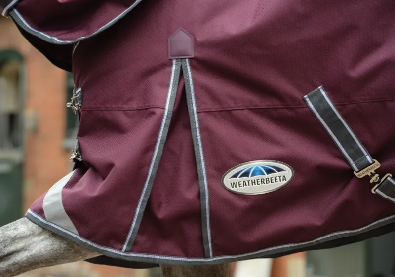 WeatherBeeta Comfitec Plus Dynamic II Detach-a-Neck Med/Lite Turnout Rug - Maroon/Grey/White- 100g-1